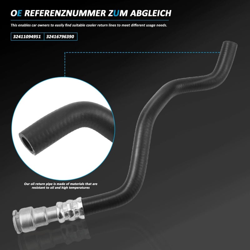 MUNIK 32416796390 Steering system hydraulic hose suitable For BMW 3 Series (E46) 2003-2006 320i 330Ci 323ti 328i 330i 325ti 320Ci 325Ci Peat# 32411094951 V201740 T242786 at20375 501732 20936876 - Image 4